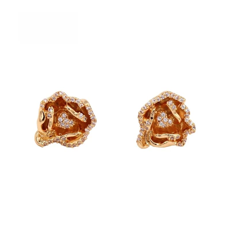 Sumni 2023 New Rose Flower Shiny Diamond 925 Silver 18K Gold Plated Women's Earrings Fashionable Jewelry Ear Decor Trend
