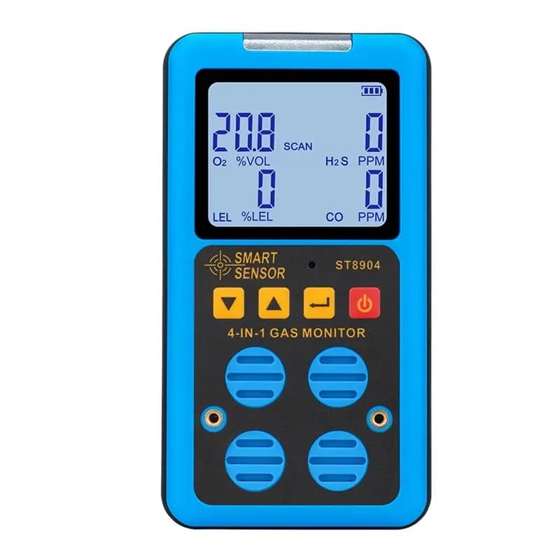 Rilevatore di gas con sensore intelligente per ossigeno O2 Solfuro di idrogeno H2S Monossido di carbonio CO Gas combustibile LEL Meter-ABPS