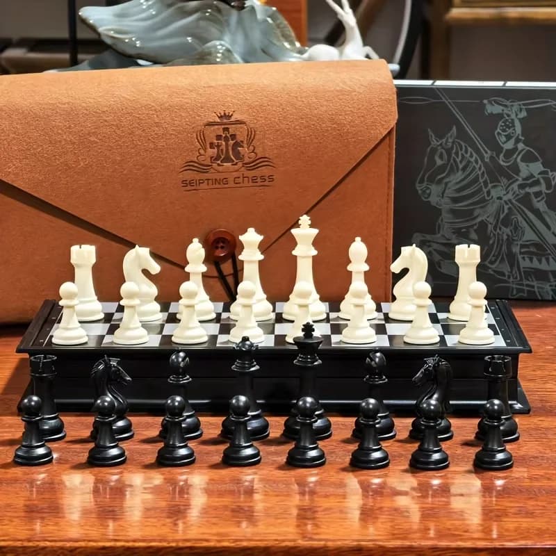 1pc advanced chess set, 12.6-inch magnetic folding chessboard, high-end storage bag, portable design suitable for home travel