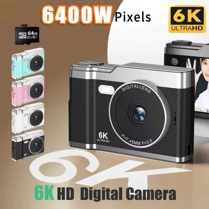 Xiaomi 6k Hd Fotocamera digitale 6400W 2.4in Display Ips con luce di riempimento Zoom 8x Videocamera Studente Ccd Fotocamera selfie portatile