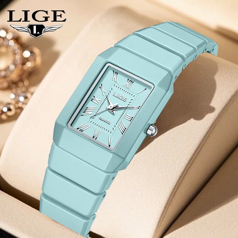 LIGE Fashion Classic Woman Watch Elegant Fashion Classic Luxury Ceramic Waterproof Simple Dial Quartz Womens Watches Ladies Gift