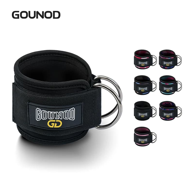 2pc/3pc GOUNOD Fitness Cinturini alla caviglia Regolabile D-Ring Polsini di supporto Palestra Allenamento per la forza delle gambe Puleggia con fibbia Protezione sportiva
