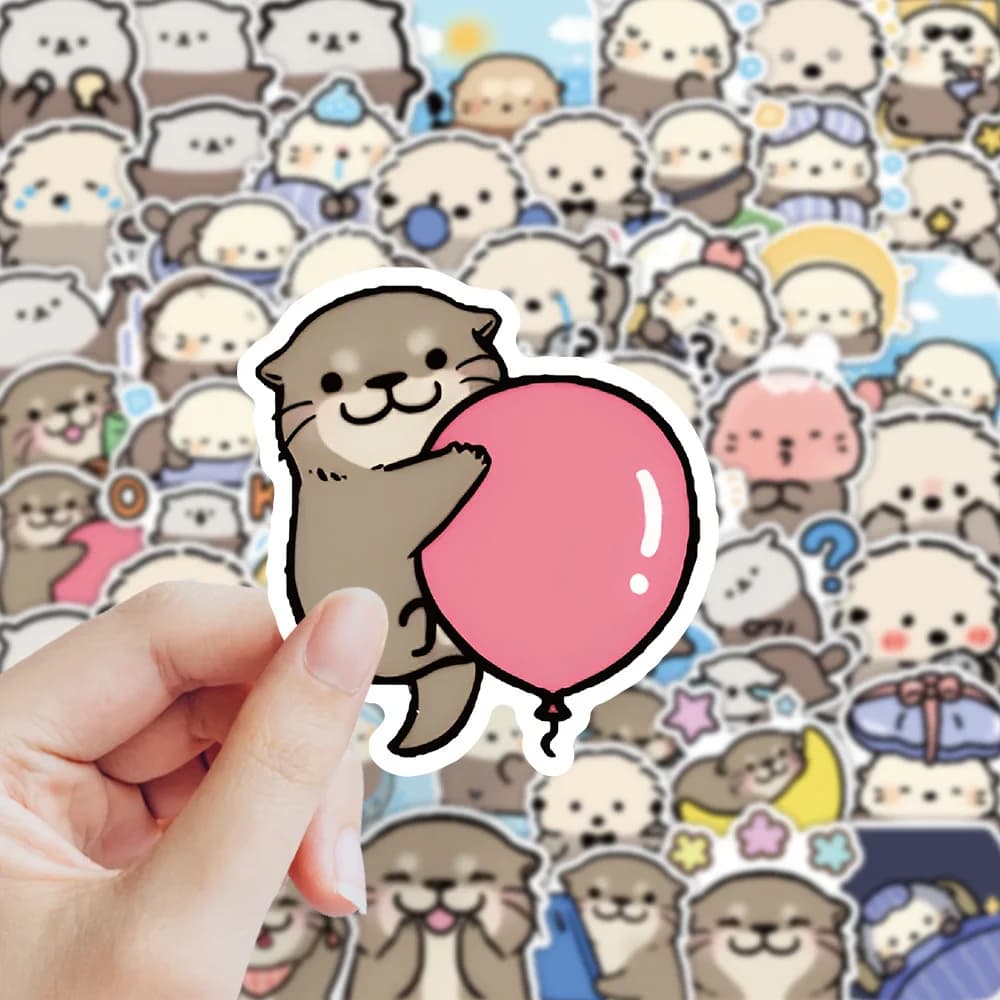 65 pezzi Kawaii Little Otter Graffiti adesivi animali cartone animato decalcomania notebook telefono chitarra skateboard adesivo impermeabile giocattoli per bambini