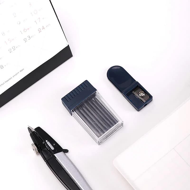 New Sale 1 Set Mine Compas Pointer Sharpener Pencil Lead Stationery Compass Core With 2mm Manual Office Portable Storage