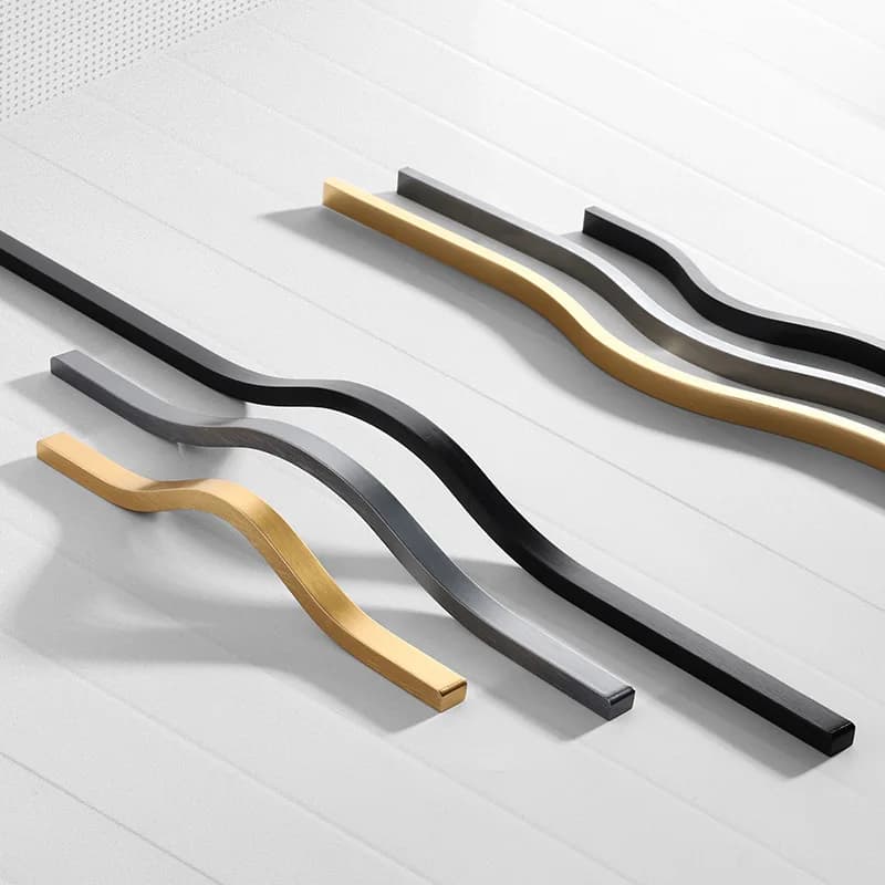 Maniglie per mobili in oro spazzolato elettrolitico - Maniglie curve moderne in lega di alluminio per cassetti dell'armadio, hardware durevole di lusso