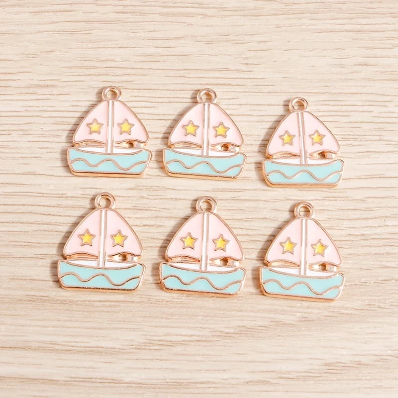 10 Pezzi Ciondoli a Forma di Barca a Vela in Smalto 16x19mm per Creazione di Gioielli, Collane, Orecchini, Braccialetti, Forniture per Artigianato Fai-da-Te