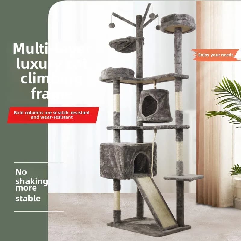 Struttura da arrampicata per gatti multistrato con tiragraffi in sisal. Grande piattaforma per saltare sull'albero per gatti. Mobili per animali domestici