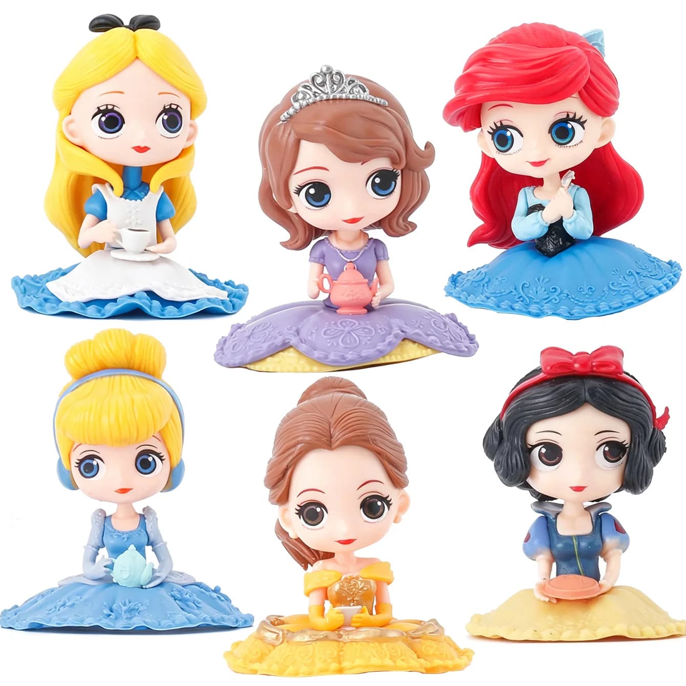 Cartoon Sitting Girl Statue Set Tea Party Themed Collectible Model Home Desk Decoration For Hobby Enthusiasts Gift