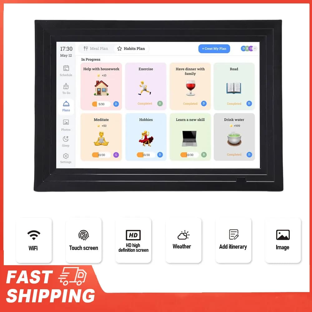 Cornice digitale interattiva per agenda familiare intelligente con touch screen WiFi da 10,1 pollici con calendario digitale intelligente APP per la casa