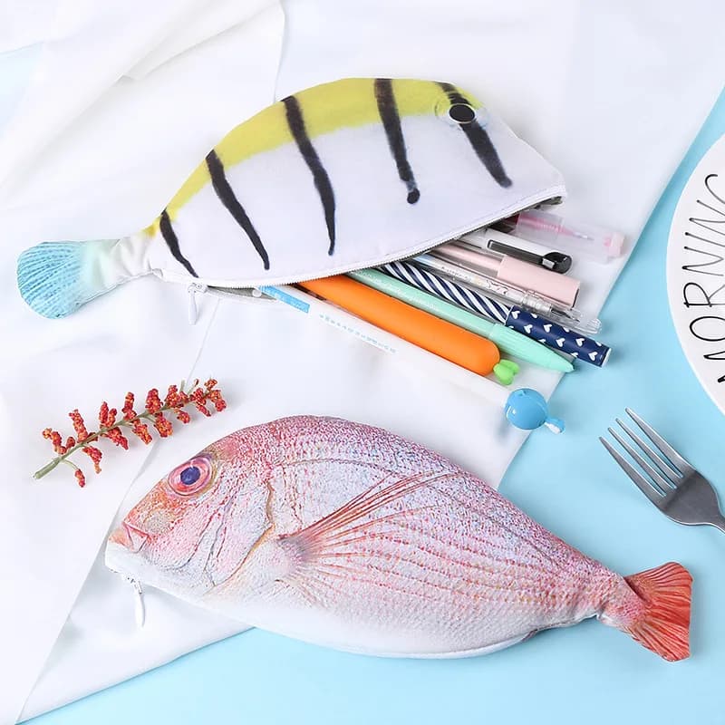 Borsa per matite borsa per penna alla carpa astuccio per penna a forma di pesce realistico astuccio per penna con cerniera Back To School astuccio per matite nuovo