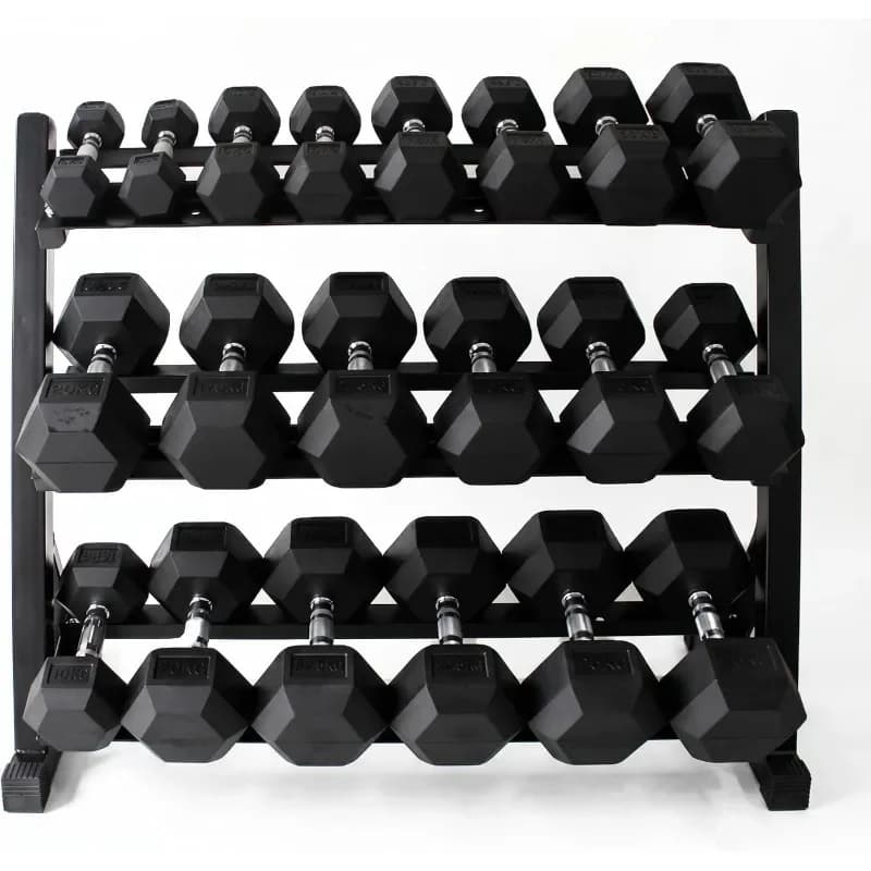 350-550 lbs Rubber Hex Dumbbells with Rack Free Weight for Home Gym, Durable Rubber Dumbbell with Storage,