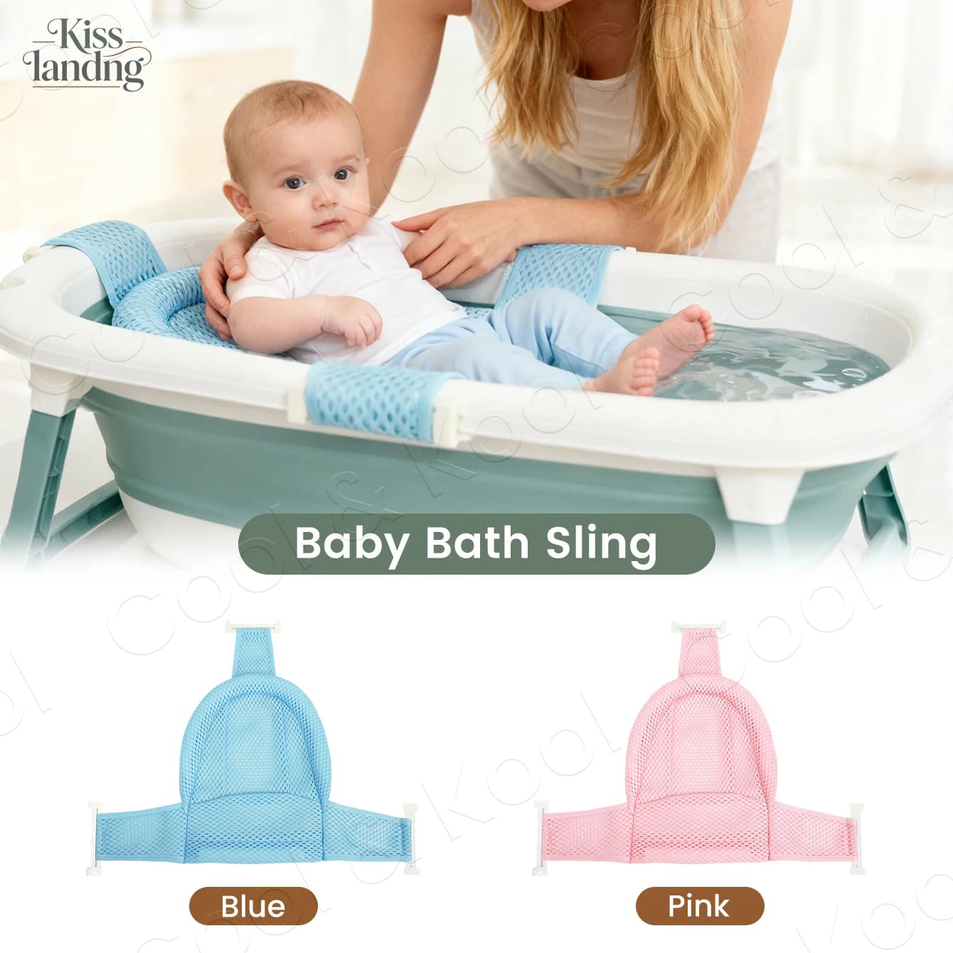 Tappetino di supporto per bagnetto per bambini con impugnatura antiscivolo, cuscino in rete sicuro per un bagno sicuro e confortevole (0-2 anni)