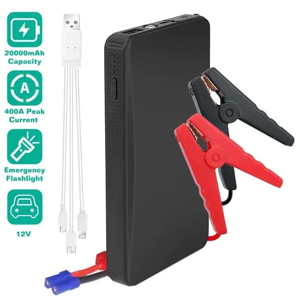Avviatore di Emergenza per Auto 400A Peak 20000mAh - Per Veicoli a Benzina fino a 2.0L, Power Bank Portatile USB 5V/2A, 3 Funzioni