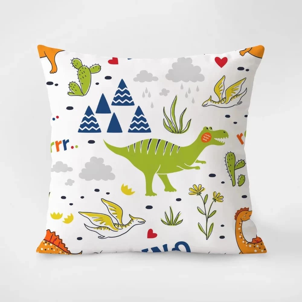 Creative pillow sheet with small dinosaur print, with short plush print, for living room sofa decoration