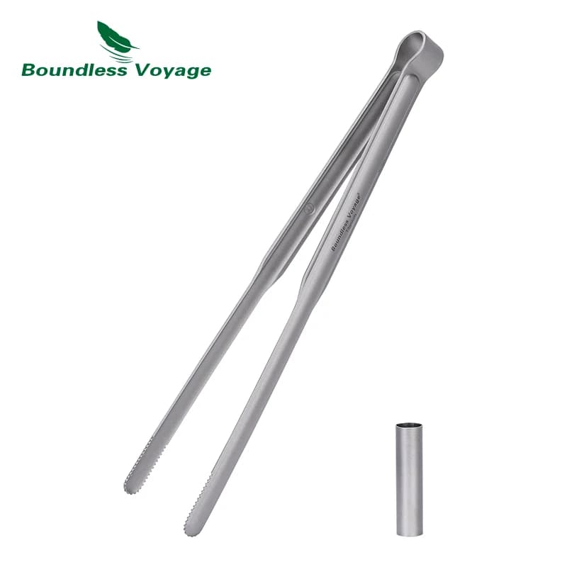 Boundless Voyage Food Pinze per barbecue Titanio Carne Insalata Bistecca Cibo Servire Clip Pinzette Lunghe BBQ Cottura Utensili da cucina