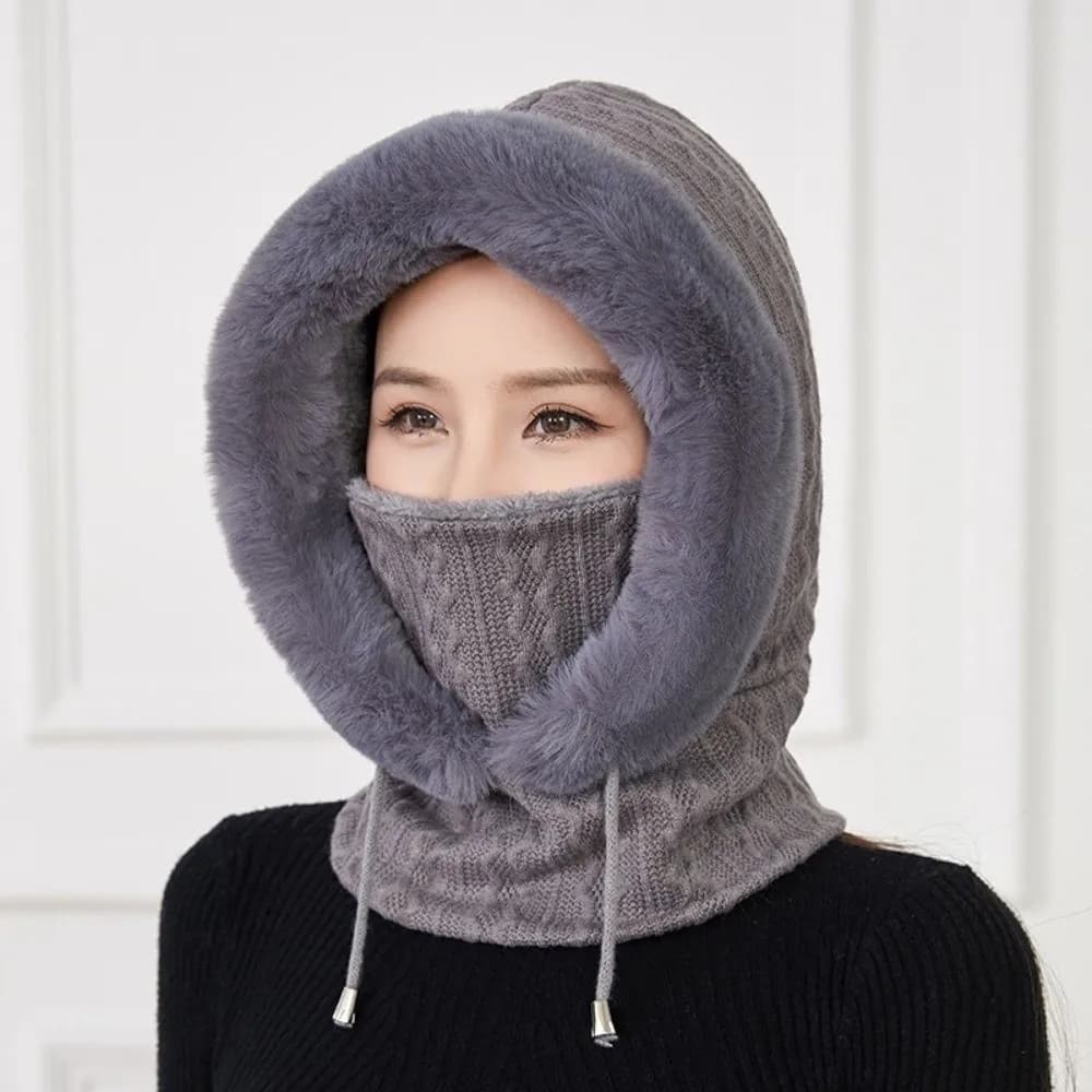 Fashion Thick Winter Balaclava Ear Protection Fluffy Windproof Ski Hat Cold-Proof Soft Knitted Beanies Hat Cycling
