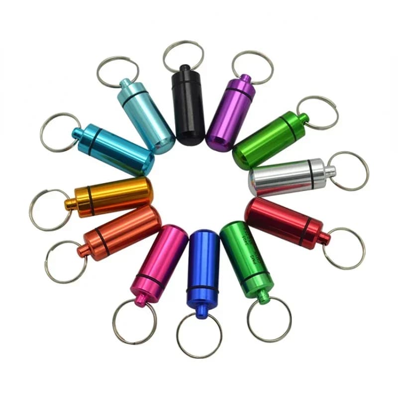 Mini portapillole portatile Organizzatore di stoccaggio Custodie in alluminio impermeabili Compresse Bottiglia Medicina Vitamina Portapillole Contenitore per oli di pesce