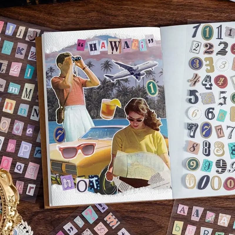 。 1 set di 6 fogli di adesivi creativi con 26 lettere e numeri inglesi, puzzle, adesivi per studenti e ufficio, decorazioni, graffiti, regali