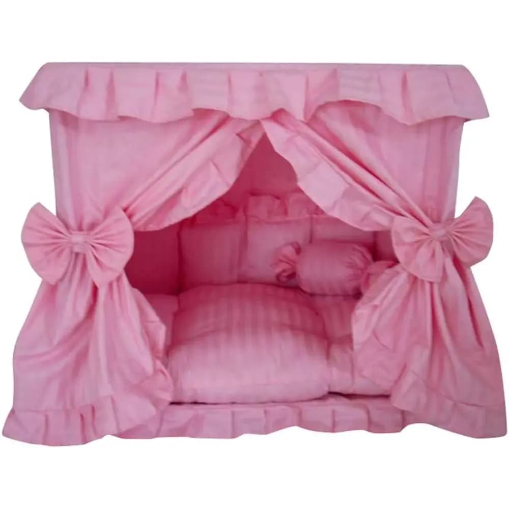 Cuccia Artigianale per Cani PrincPink + 1 Cuscino a Forma di Caramella (S)