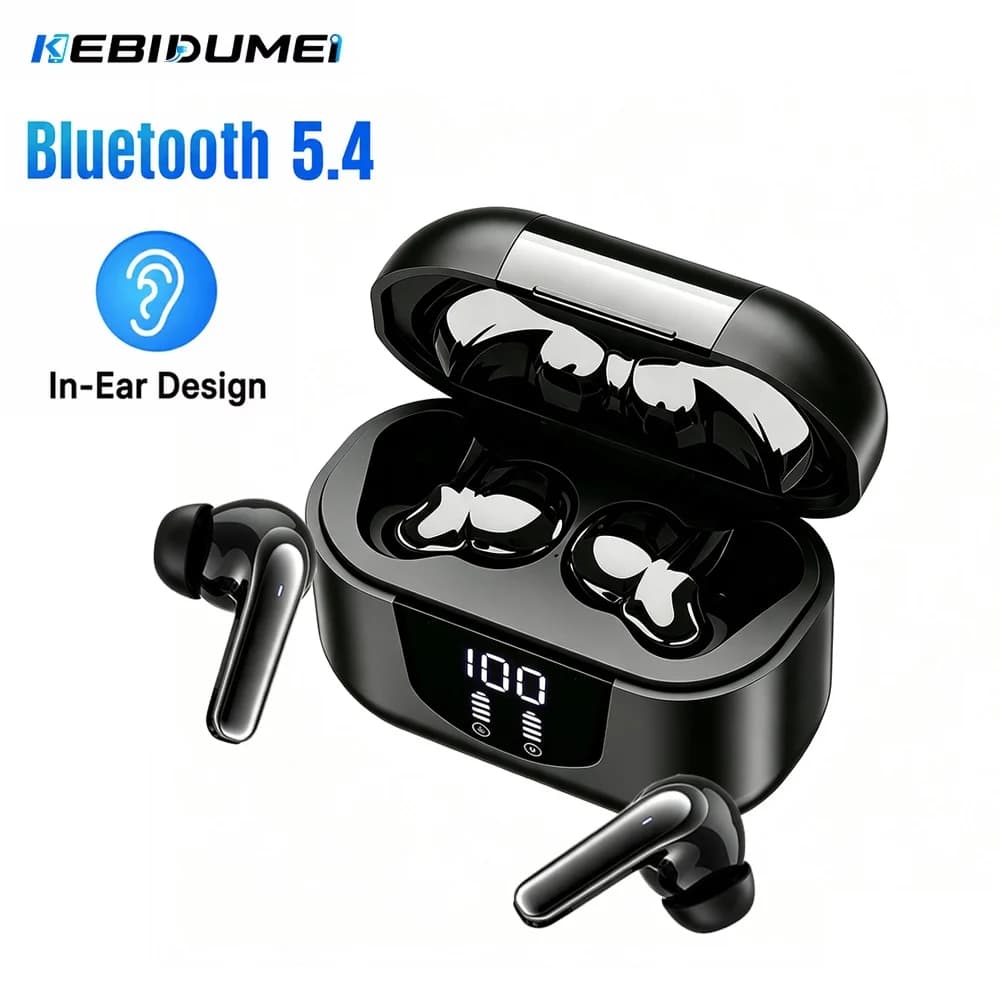 KEBIDUMEI Bluetooth 5.4 Wireless Earphones LED Digital Display Noise Reduction Headphones In Ear Earbuds for iOS Android Phone