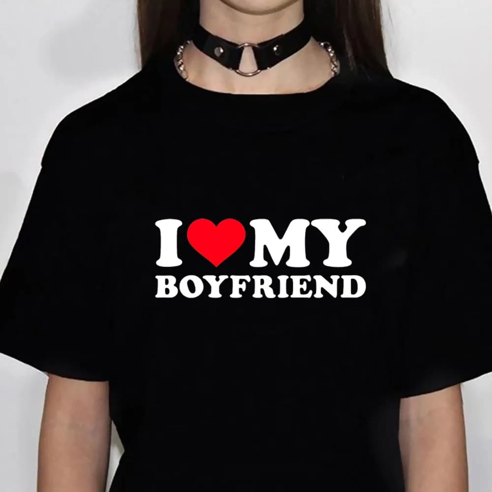 i Love My Boyfriend i Love My Girlfriend top tees teen Y2k streetwear 80s 2000s tshirt Classic Vintage Pop Culture Punk 2000s