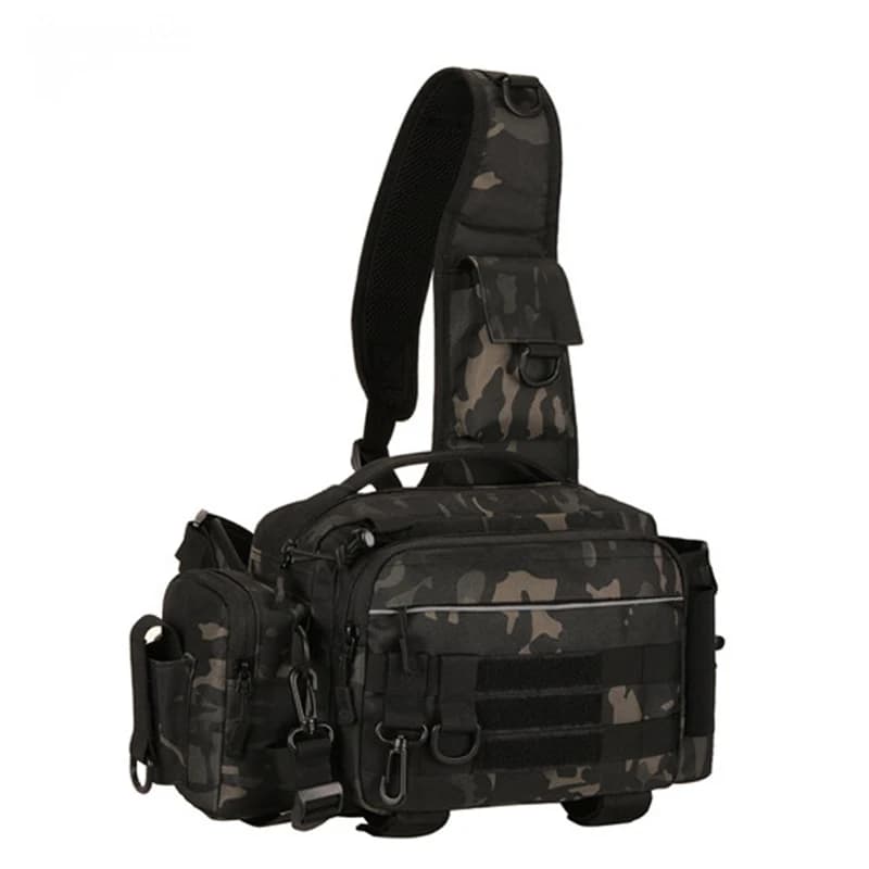 Fishing Tackle Backpack Lure Box Gear Storage Bag Fanny Pack for Men Fly Fishing Backpack with Rod Holder Sling Shoulder Bag