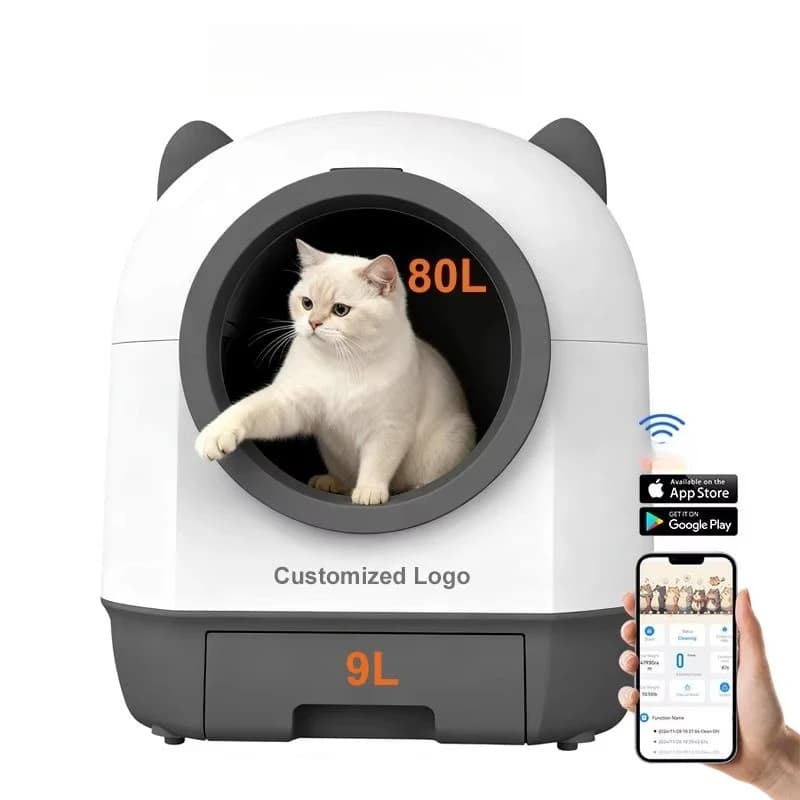 Lettiera Automatica per Gatti con Controllo WiFi, Funzioni di Sicurezza per Gatti, Vassoio Facile da Pulire