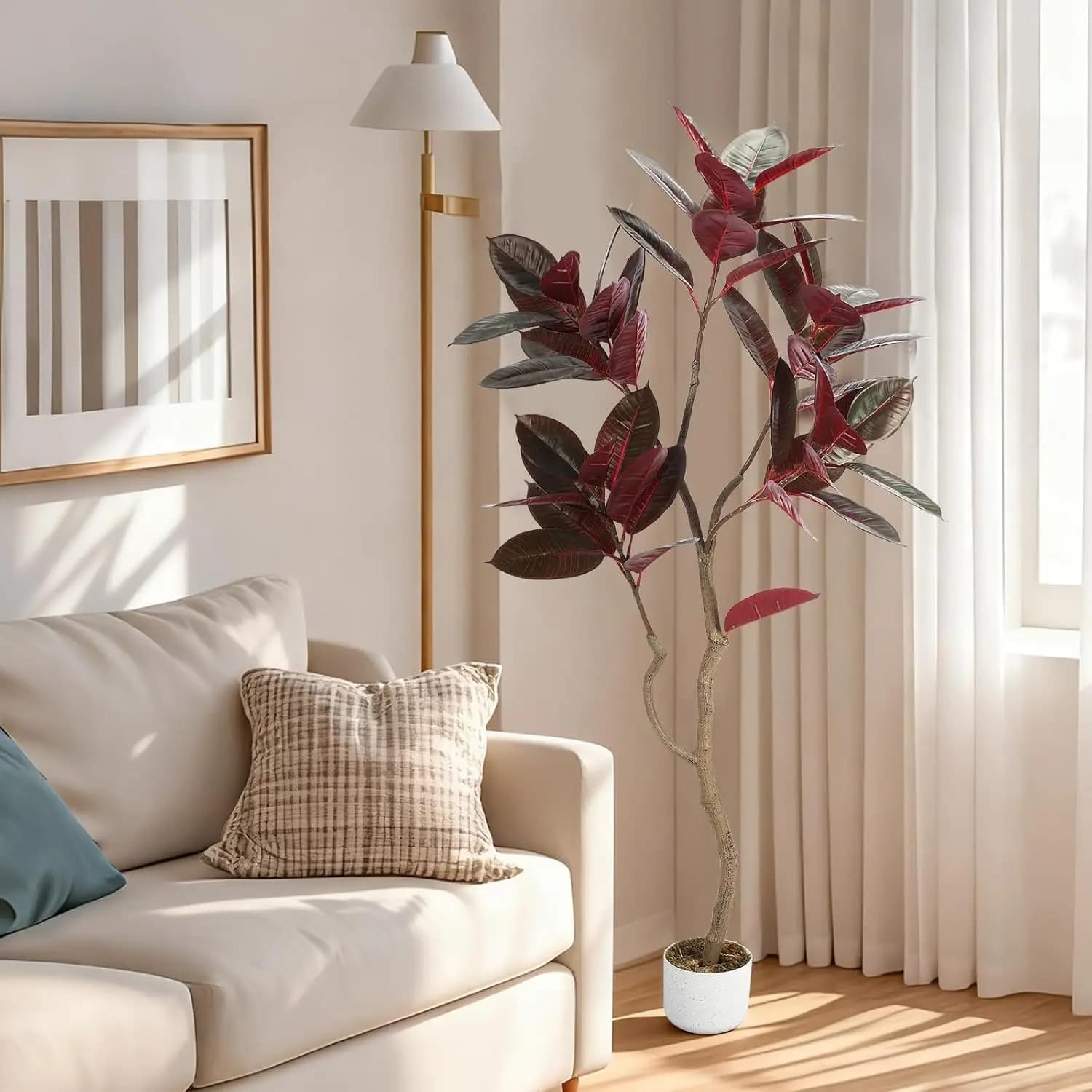 Artificial Lyrata Ficus Tree, 1.5 Meters High Fin Plant for Home Decoration and Office