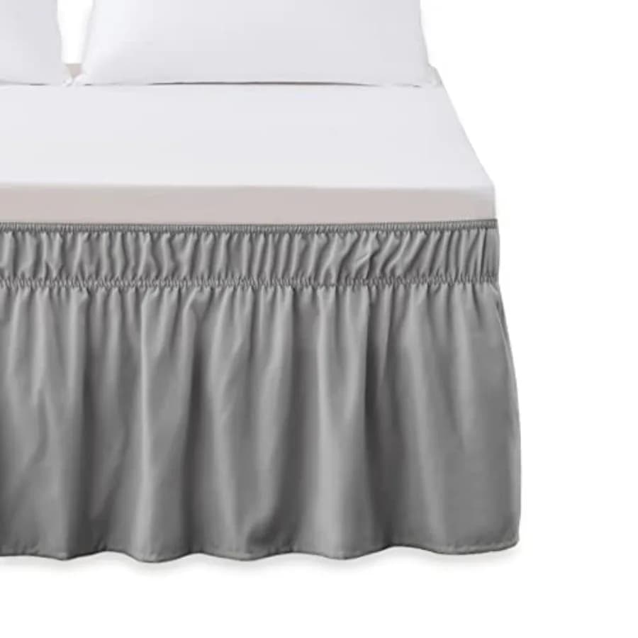 Luxuu Wrap Around Elatic olid Ruffled Bed kirt, with 16 Inch Tailored Drop - Eay Fit, P ty Wrinkle and Fade Reitant - King/Quee
