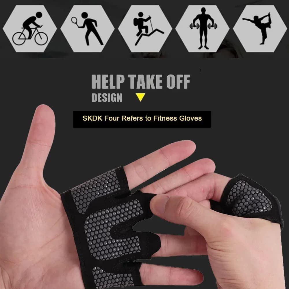 Men's Fitness Fitness Gym Gloves Women's Silicone Workout Gloves Anti-slip pull up handles for lifting weights hand protection Plam