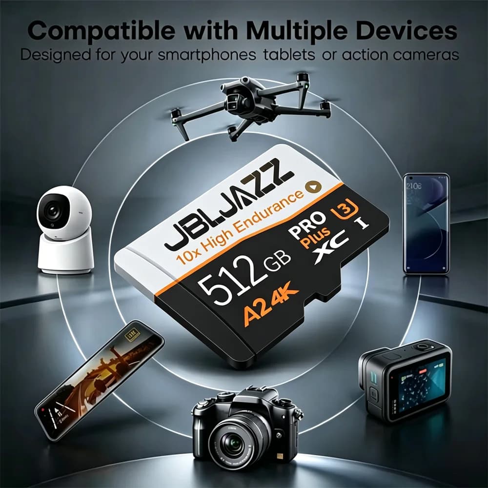 Scheda Micro SD ad Alta Velocità 512GB, Scheda di Memoria Flash TF per Telefono, Fotocamera, Drone, Compatibile con Samsung Classe 10 UHS-I