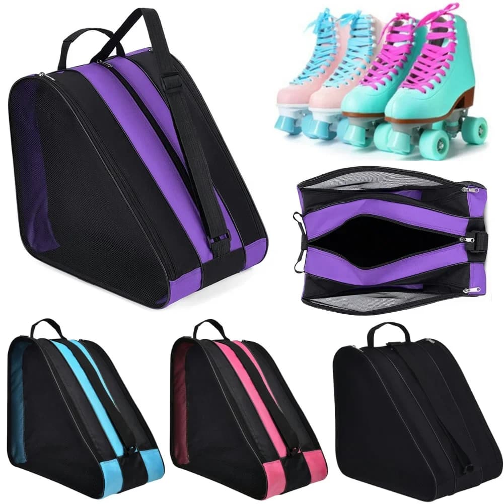 Borsa per pattini a rotelle Borsa per scarpe da pattini da ghiaccio Borsa per scarponi da sci in tessuto Oxford Borsa a tracolla per pattinaggio su ghiaccio multiscomparti per sport da sci