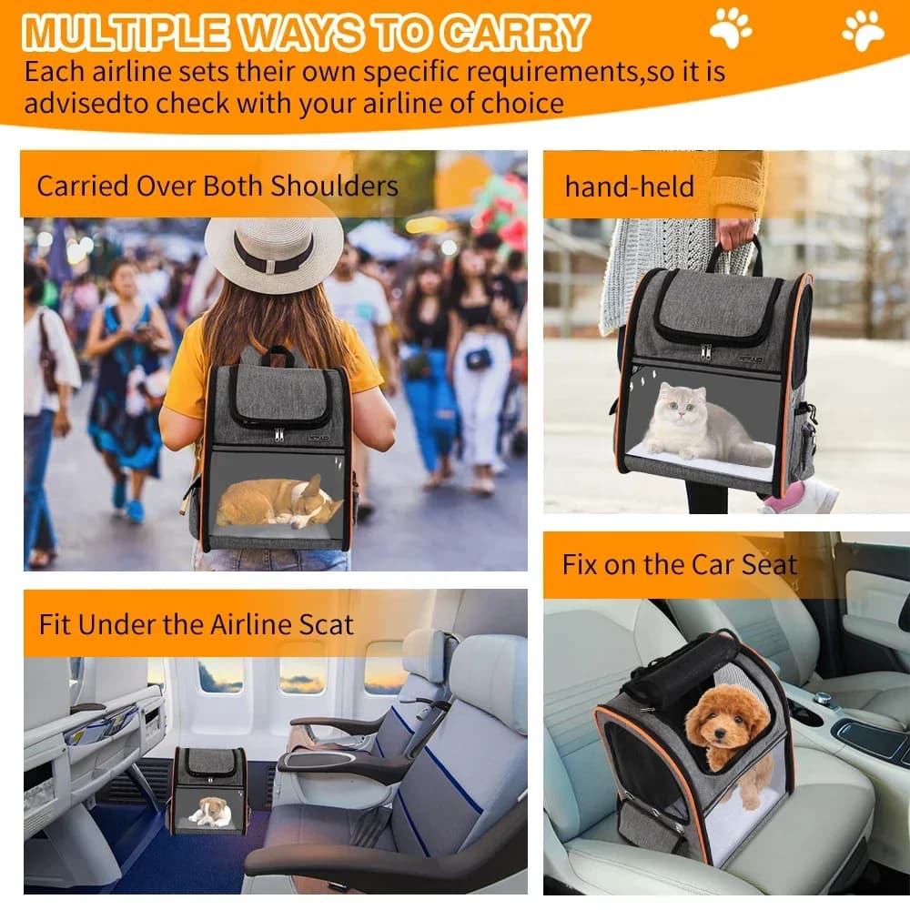 Small Medium Pet Carrier Backpack for Dogs And Cats Travel Hiking Bag Comfortable Adjustable Backpack with Breathable Mesh