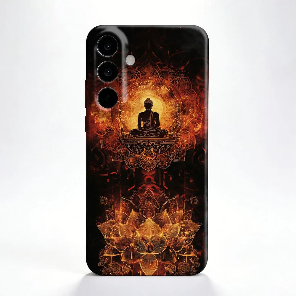 Custodia Golden Lotus Mandala per Samsung S26 S25 S24 S23 S22 Plus S21 Ultra Edge S23 S24 S25 FE, Cover Rigida Antiurto in PC
