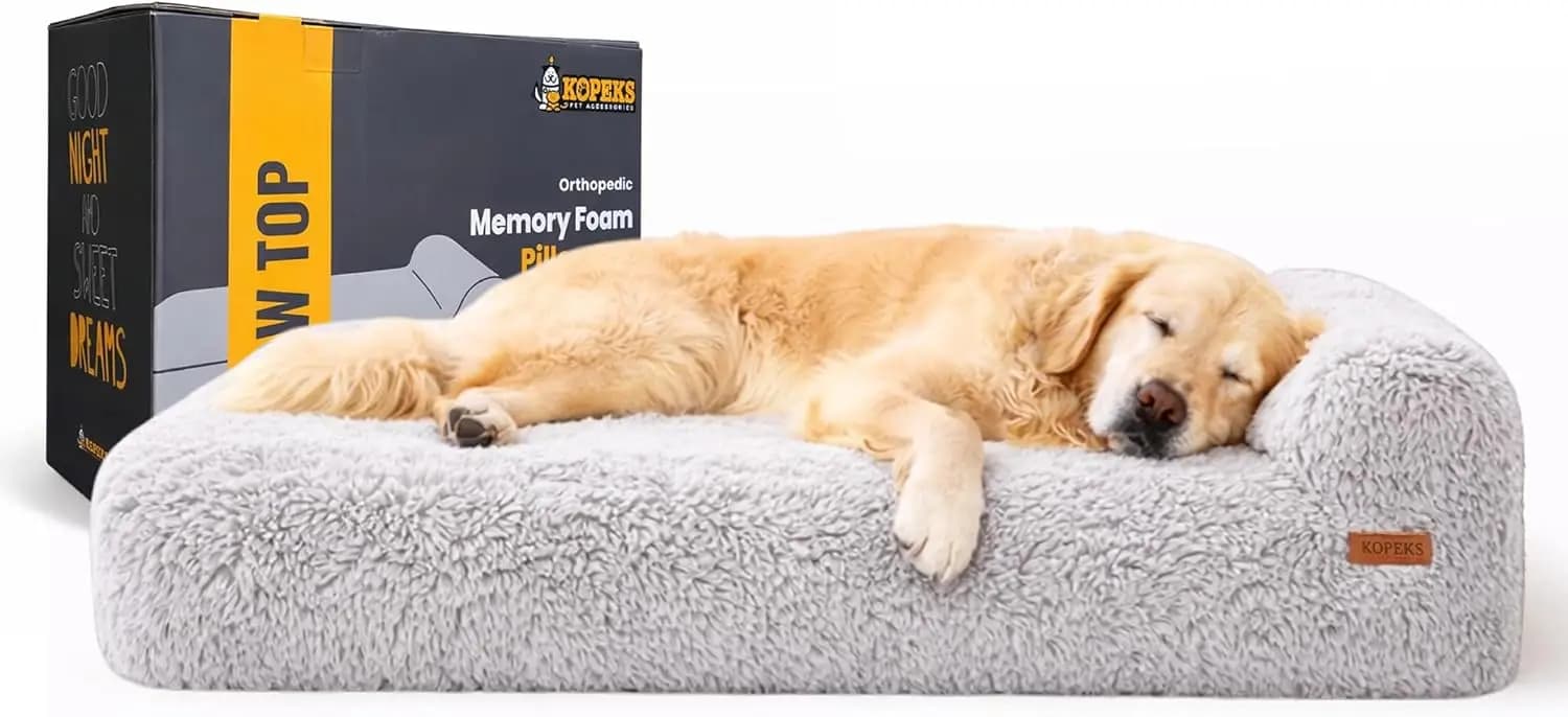 Letto Ortopedico Extra Large per Cani in Memory Foam con Rivestimento Impermeabile, 50x34x10 Pollici, Grigio