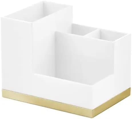 Portaspazzolino e portadentifricio placcato - Organizzatore portaoggetti con 4 scomparti per il piano del bagno - Supporti per spazzolini elettrici