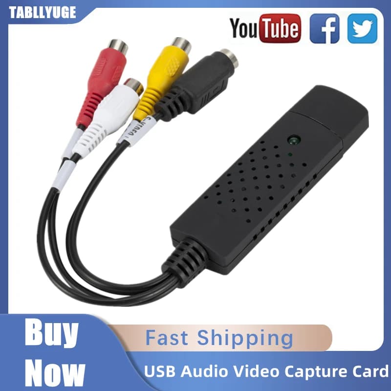 USB2.0 scheda di acquisizione Audio Video sintonizzatore TV convertitore di acquisizione Video da VHS a DVD analogico per Win7/8/XP/Vista con cavo USB adattatore per PC