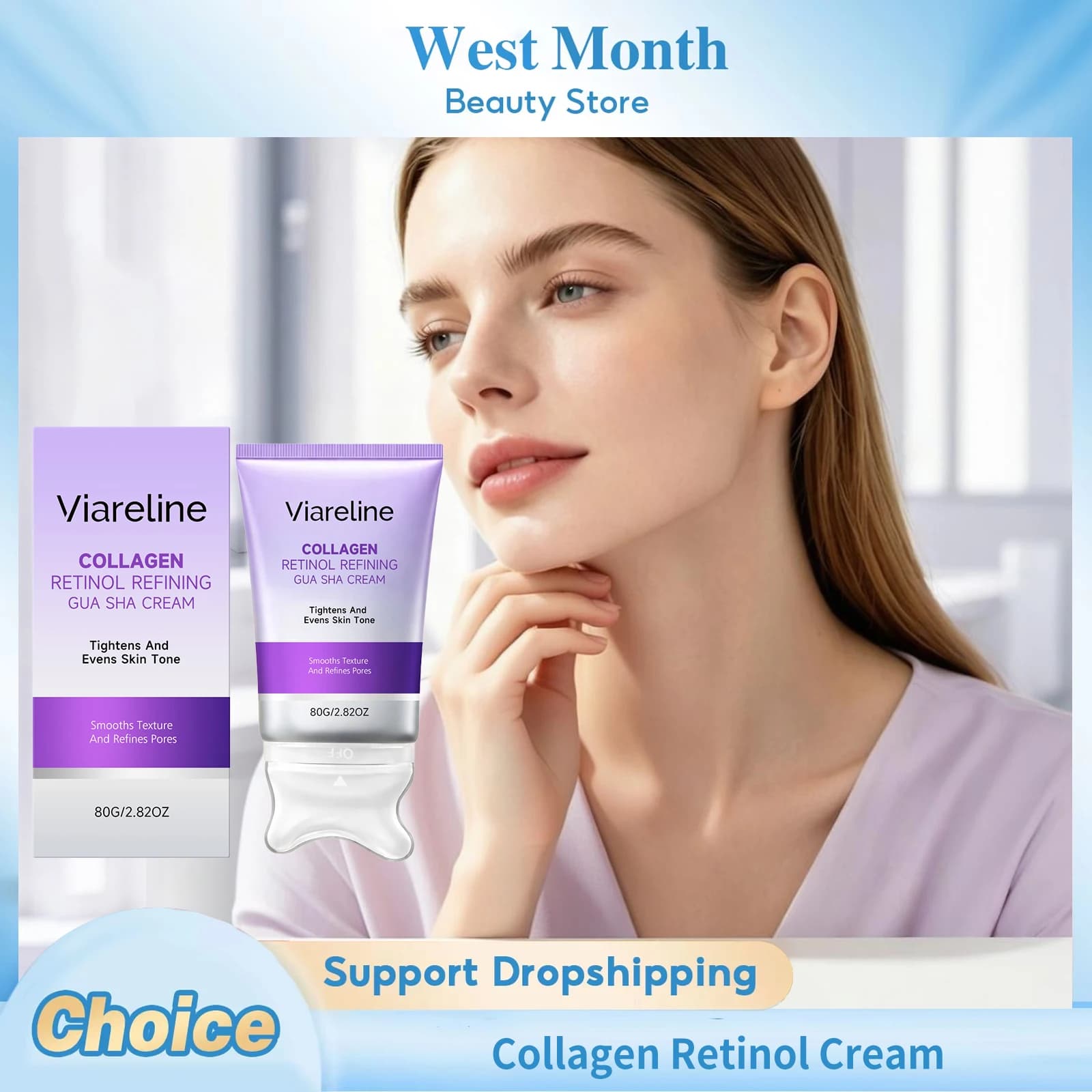 Collagen Retinol Gua Sha Cream Reduce Fine Line Even Skin Tone Improve Skin Elasticity Nourishing Hydrating Firming Facial Care