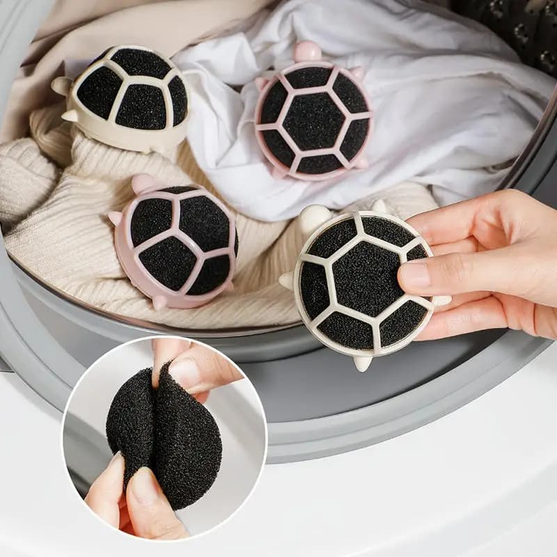 2Pcs Household Pet Hair Remover, Machine Washed Tortoise Sticky Sponge, Reusable, Suitable For Washing Machine, Dryer, Black