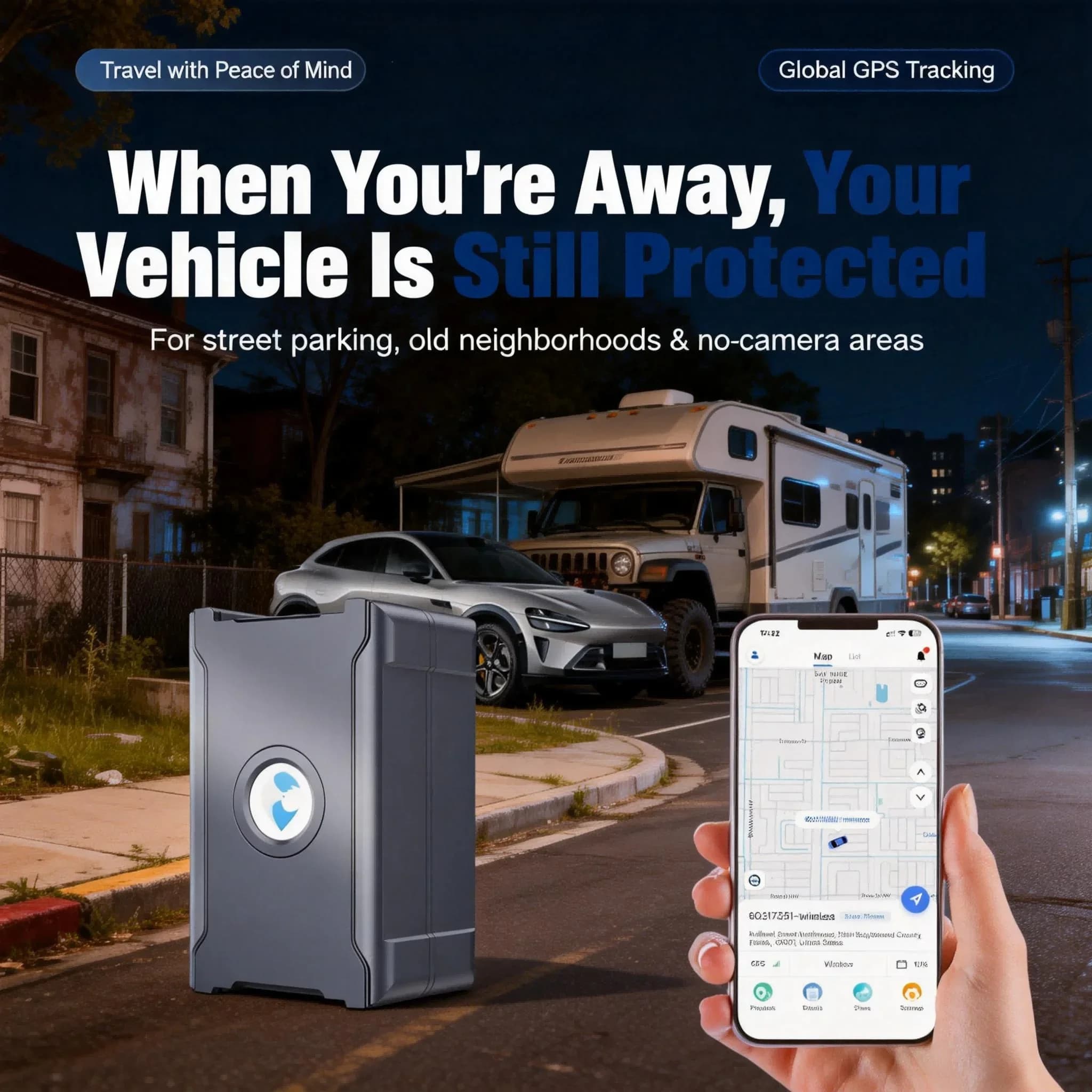 Localizzatore GPS wireless per antifurto per auto | Localizzatore di veicoli globale in tempo reale con SIM IoT | Allarme di vibrazione e geofalla | 15+ giorni
