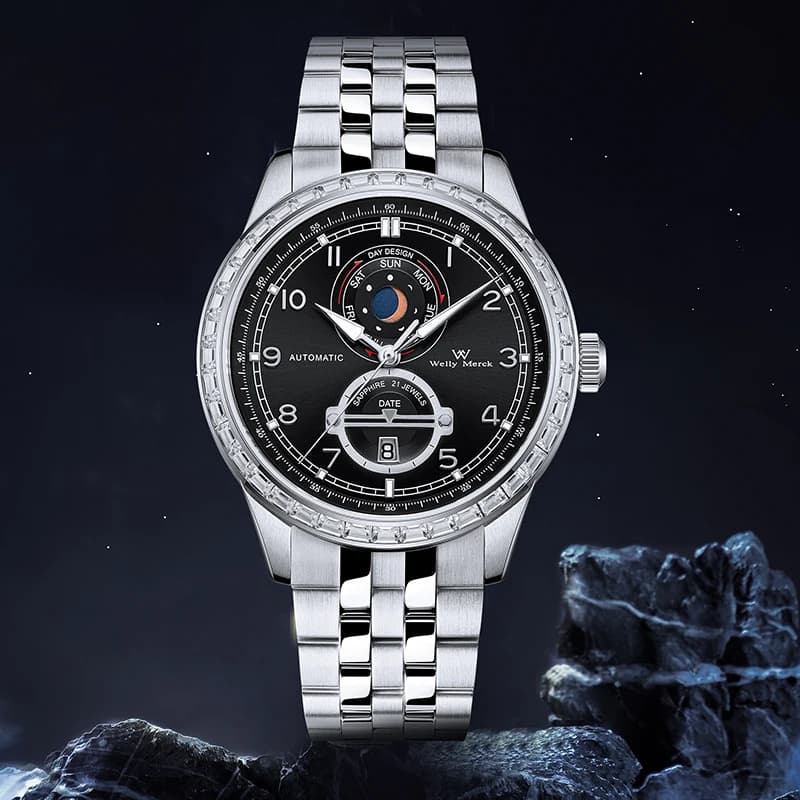 Orologio meccanico WM, movimento 2565, cassa in acciaio inossidabile 316L, vetro zaffiro, resistenza all'acqua fino a 50 metri WM149M