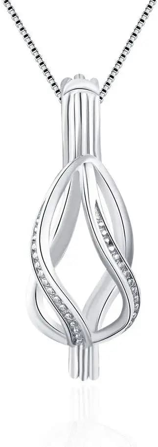 Ciondolo a gabbia in argento sterling da donna, design a goccia intrecciata, per creazione gioielli con perle, diffusore di oli essenziali