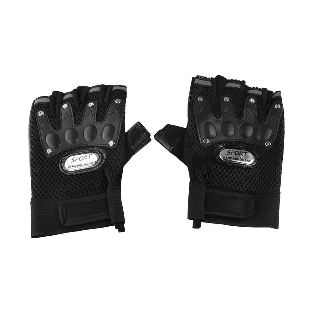 Sports Fitness Cycling Palm Breathable Anti-Slip Motocycle Gloves Fingerless Gloves Bicycle Gloves PU Leather Riding Gloves