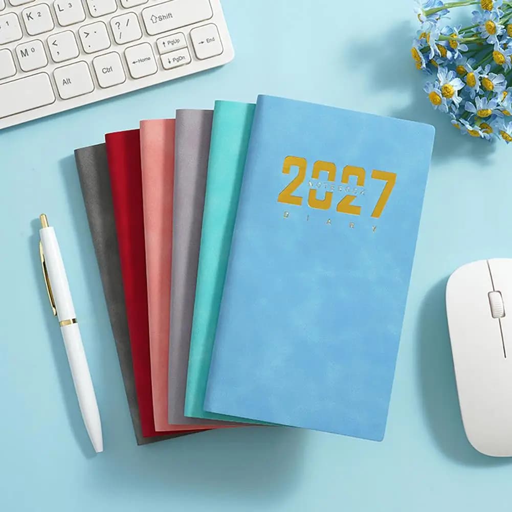 2027 Daily Agenda Notebook, Pocket Size PU Leather Cover Planner, Practical Daily Organizer for Business And Personal Scheduling