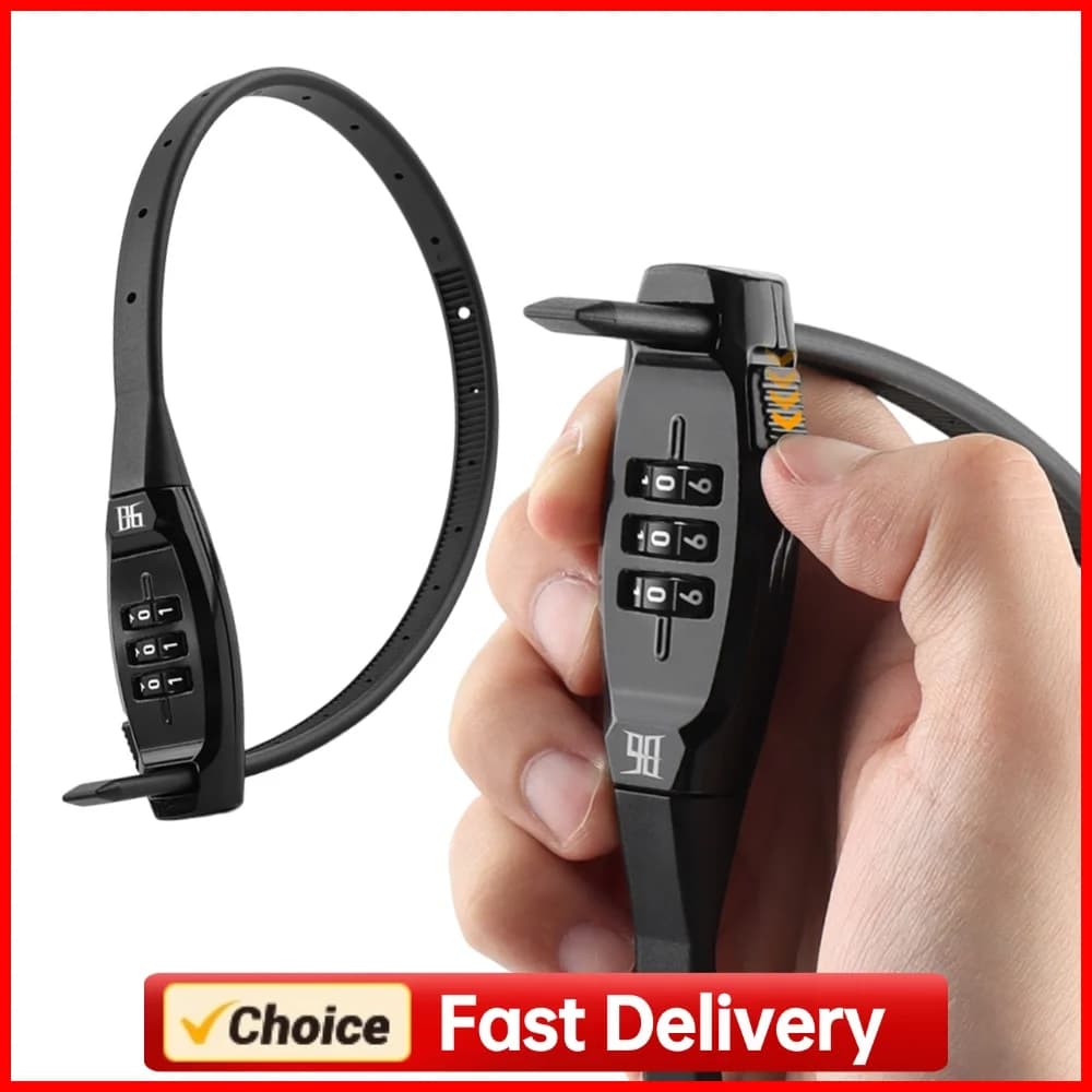 Portable Bicycle Cable Tie Lock Rust Proof Freely Adjustable Rope Locks Three-Digit Bicycle Locking Strap Cycling Equipment