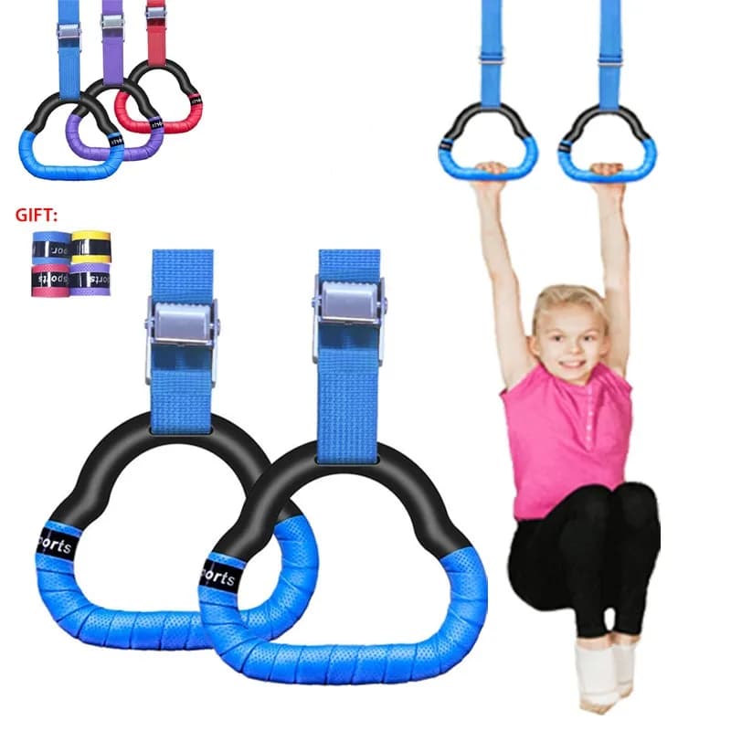 Gymnastic rings for children horizontal bar for indoors anti-slip gym toy rings with adjustable straps swinging equipment for fitness workout Pull-up