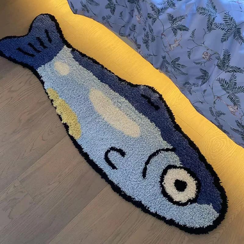 VIKAMA Cartoon Salmone Camera da letto Tappeto da comodino Tappetino decorativo Creativo Morbido peluche Tappeto Bagno Bagno Decorazione della casa
