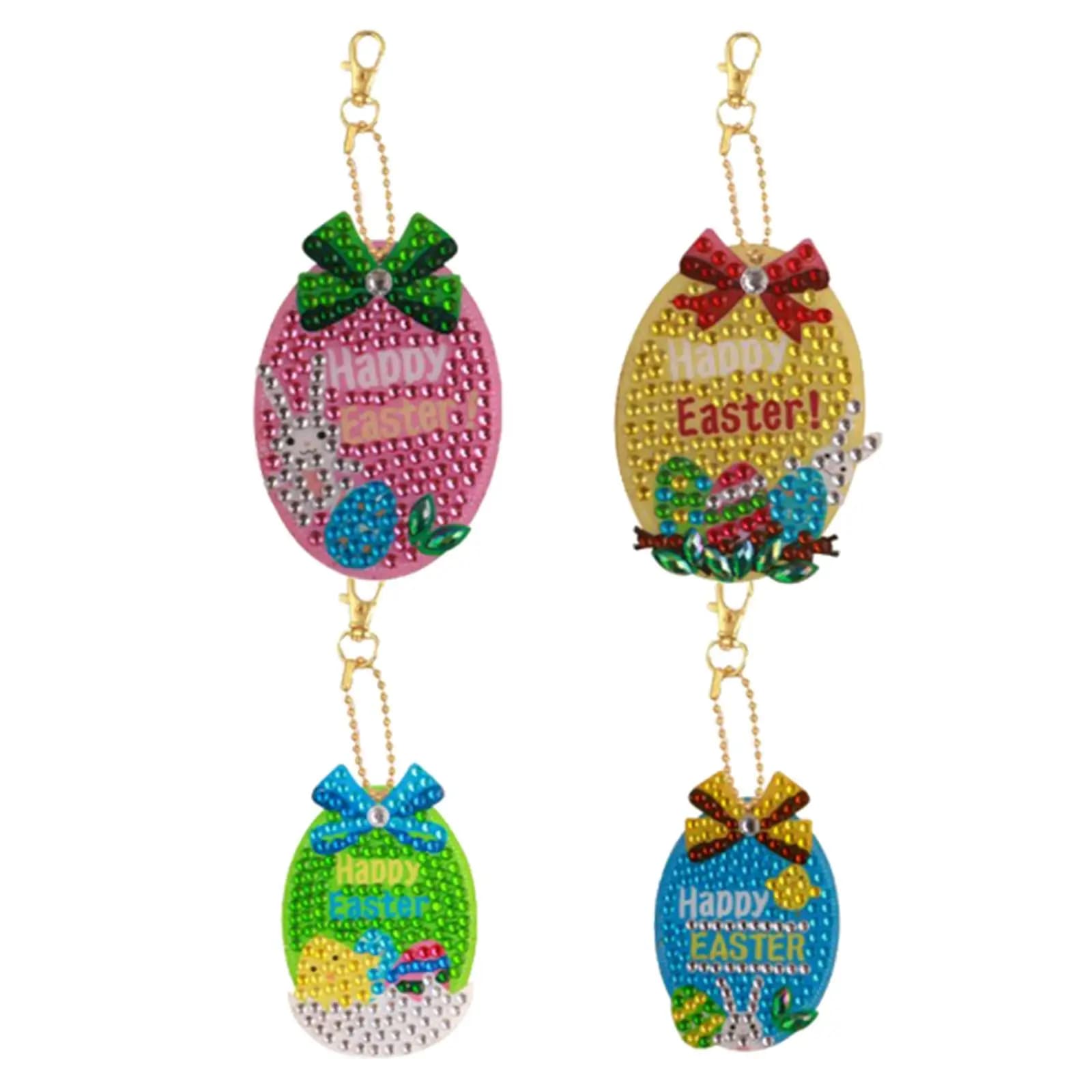 5D Crystal Diamond Painting Keychain Easter DIY Kit Resin Art Craft Ornament Creative Gift for Kids Adults Bag Backpack Phone