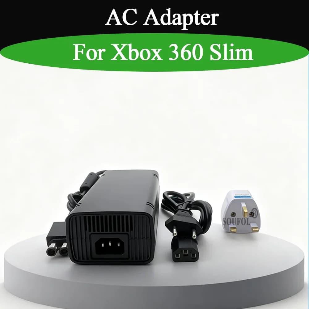 Adattatore CA per Xbox 360 Slim, cavo di alimentazione con spina EU/US/UK, caricabatterie di ricambio con cavo 100-240V, accessori per console di gioco