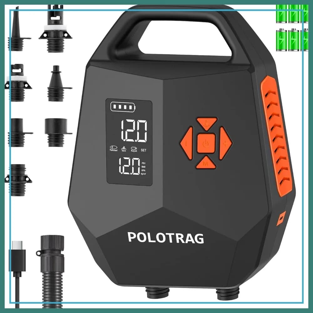 Pompa SUP Ricaricabile 20PSI, Pompa Elettrica per Paddle Board 12000mAh con Spegnimento Automatico, Gonfiatore Portatile per Kayak, Materasso Gonfiabile